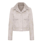 Serena Women's Curly Shearling Jacket Rhino Gray