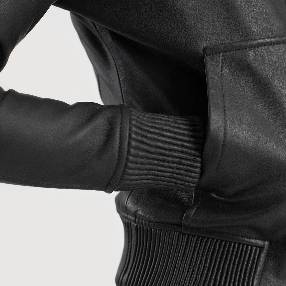 Cropped Leather Bomber Jacket