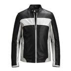 Randolf Silver Black Leather Biker Jacket