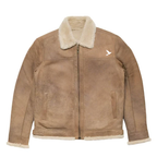 Sandstone Brown Shearing Leather Bomber Jacket