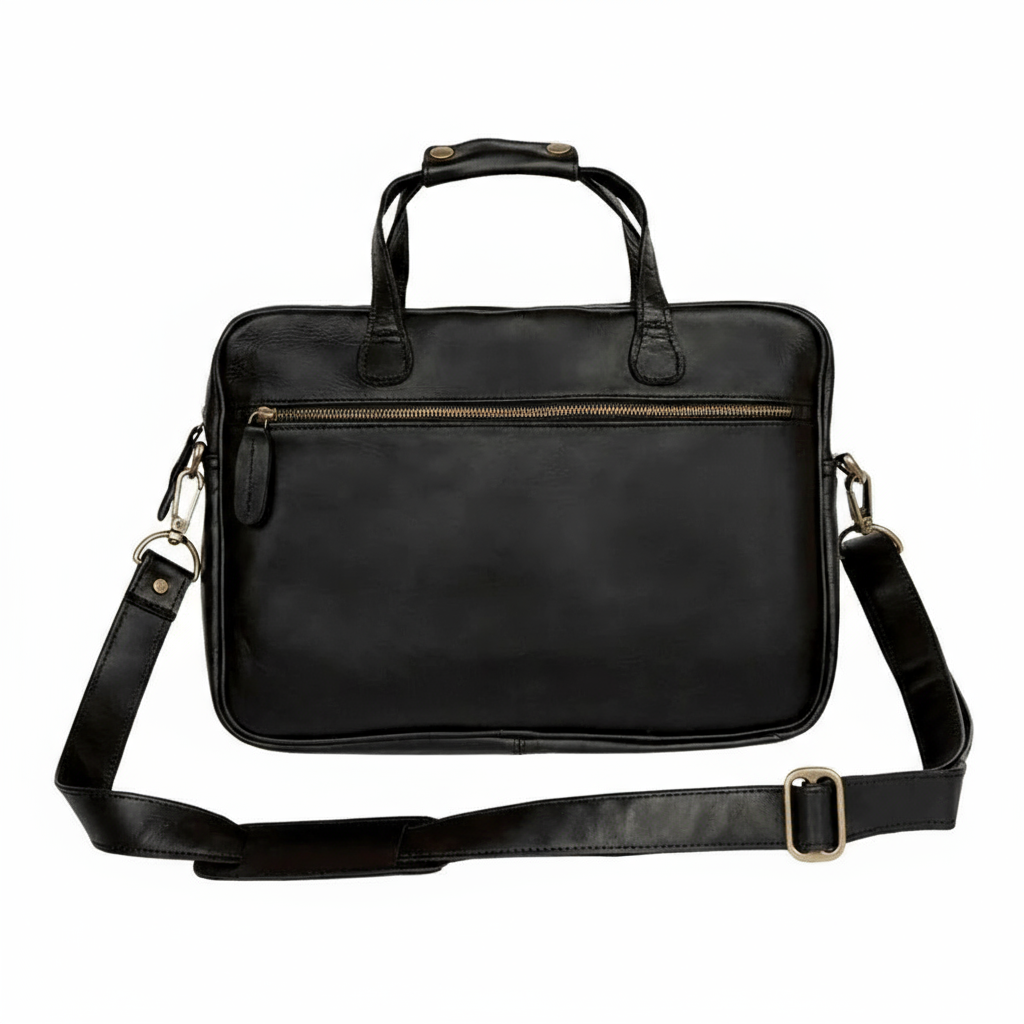 Black Leather Laptop Bag