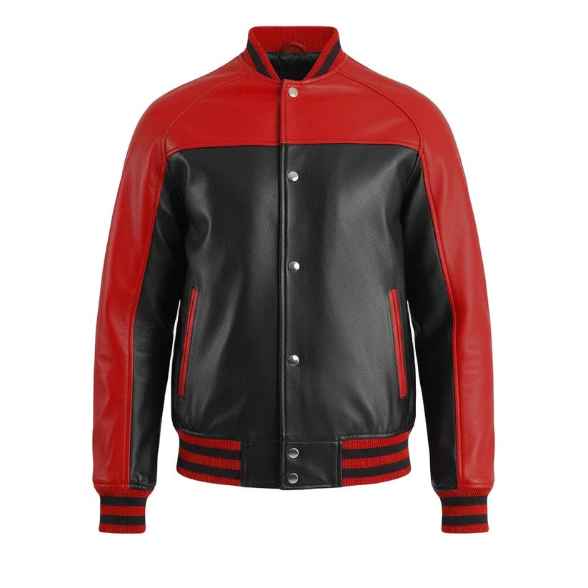Faux Leather Varsity Jacket