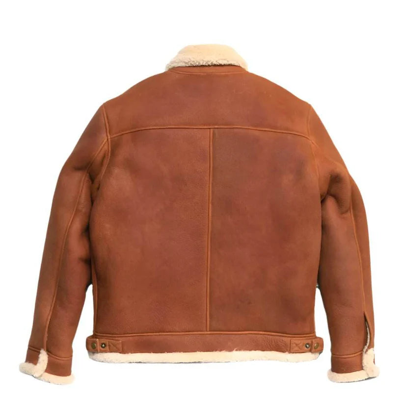 Whiskey Shear ling Leather Bomber Jacket