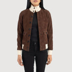 Brown Bomber Leather Jacket Womens