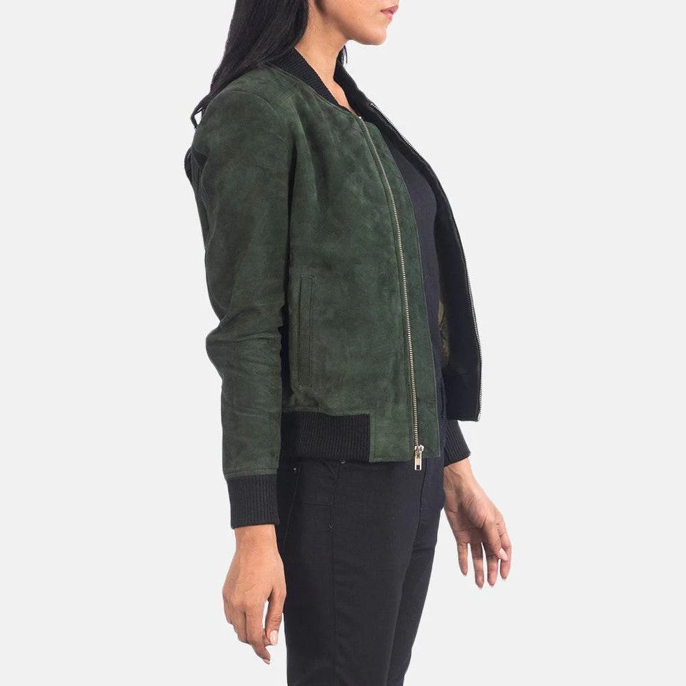 Green Bomber Jacket Womens
