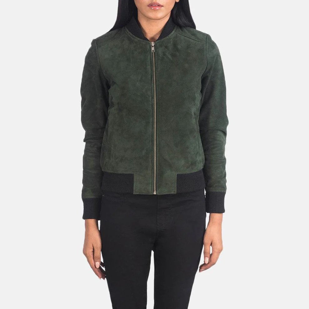 Green Bomber Jacket Womens