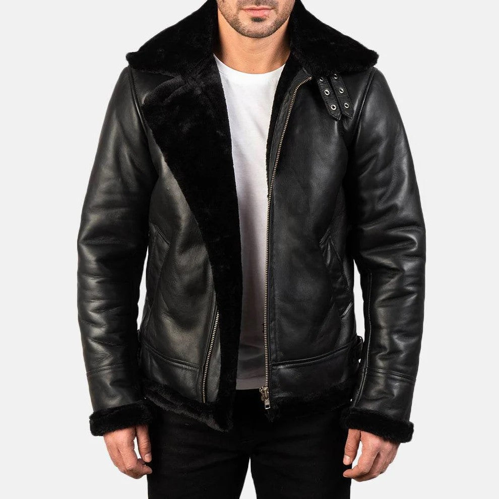 Mens Shearling Bomber Jacket