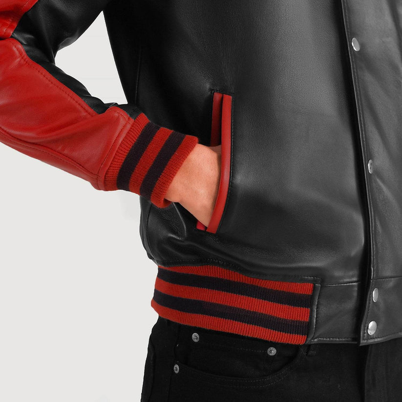 Faux Leather Varsity Jacket