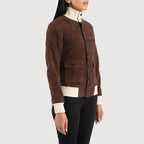 Brown Bomber Leather Jacket Womens