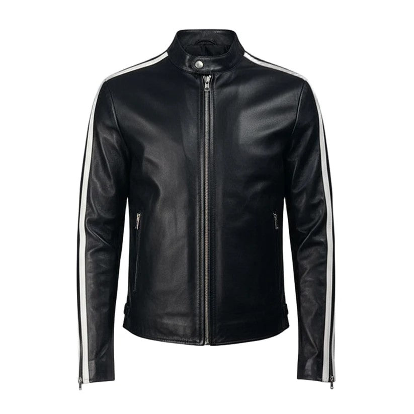 Hank Black Leather Biker Jacket
