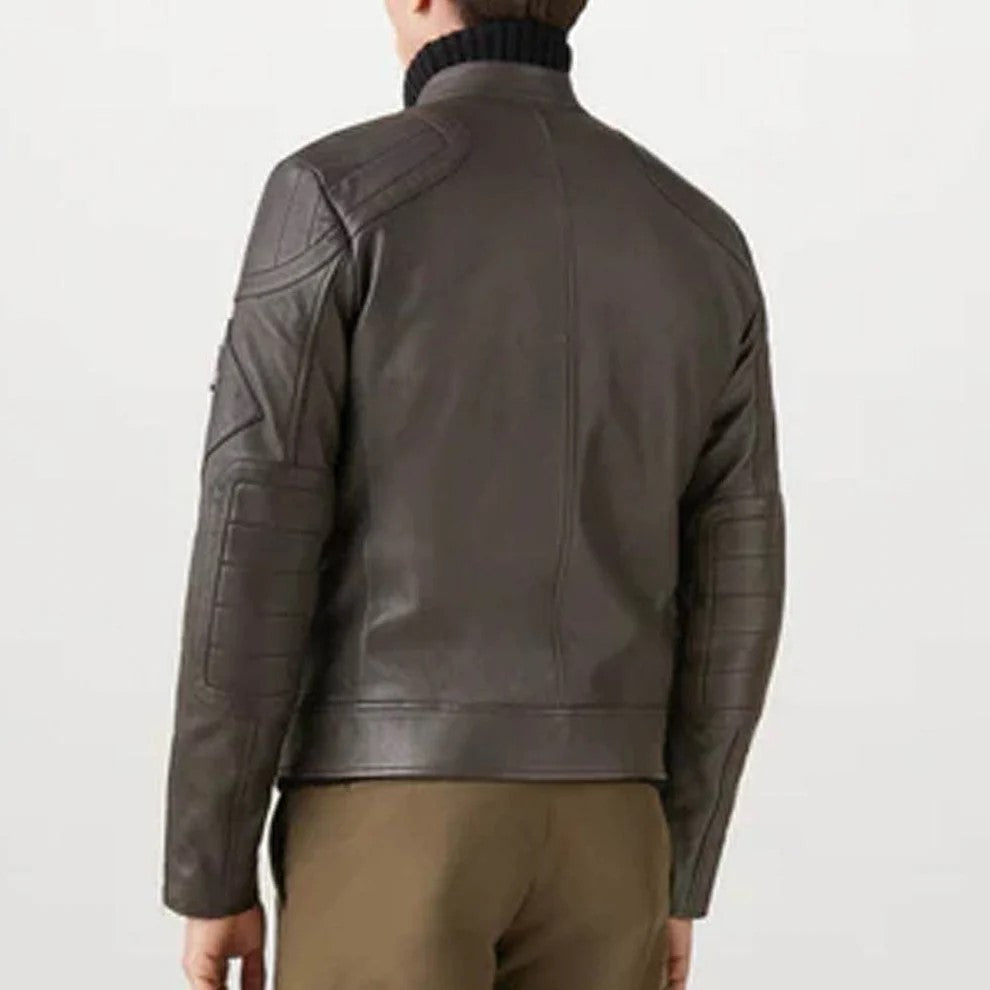 Men's Cheviot Leather T Racer Jacket in Flagstone